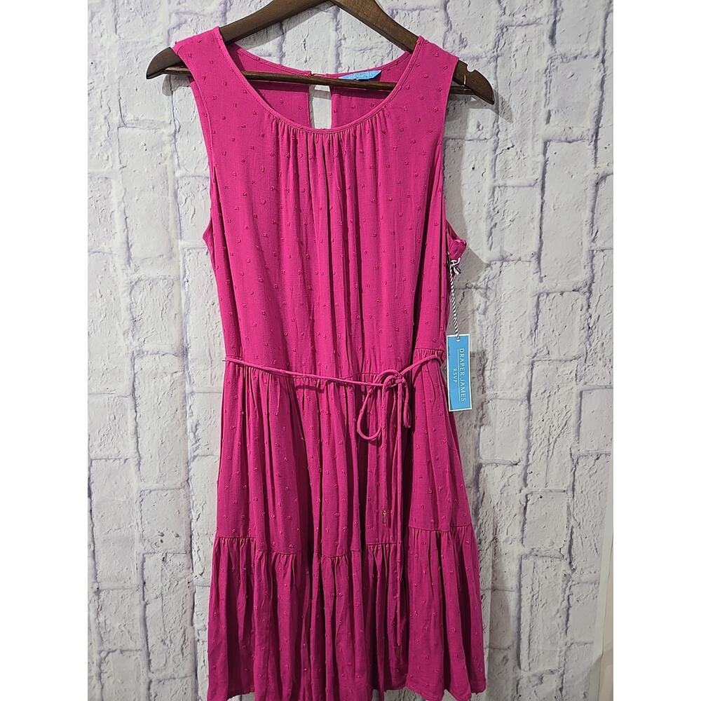 Draper James RSVP Dress Women Size Medium Pink Clip Dot Fit Flare Pockets NEW